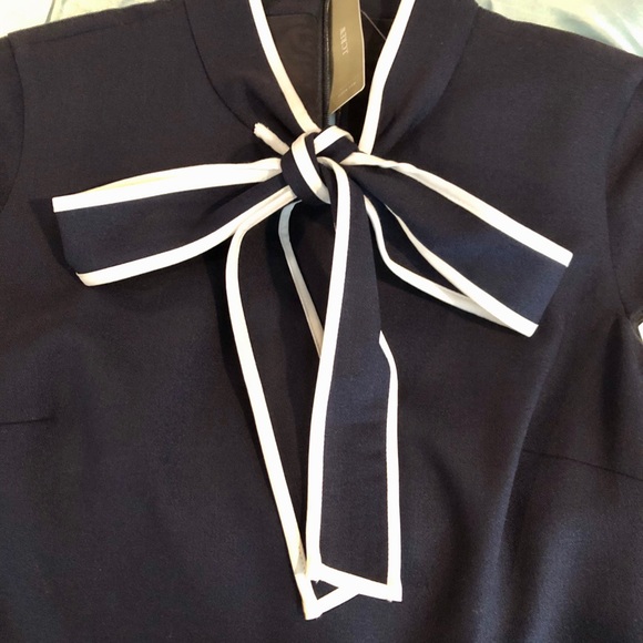 J.Crew tie-neck navy dress in Italian wool crepe - Picture 5 of 7